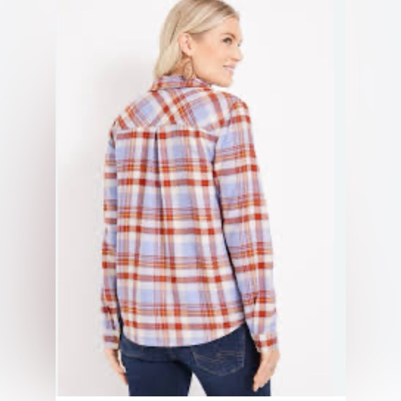 Maurices Multicolor Plaid Button-Down Shirt - Picture 2 of 8